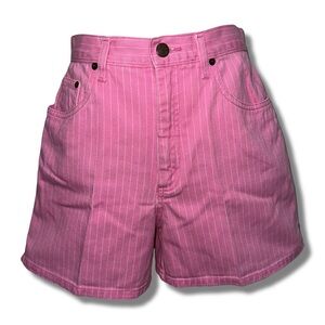 Vintage Pink Pinstripe High Rise Jean Shorts